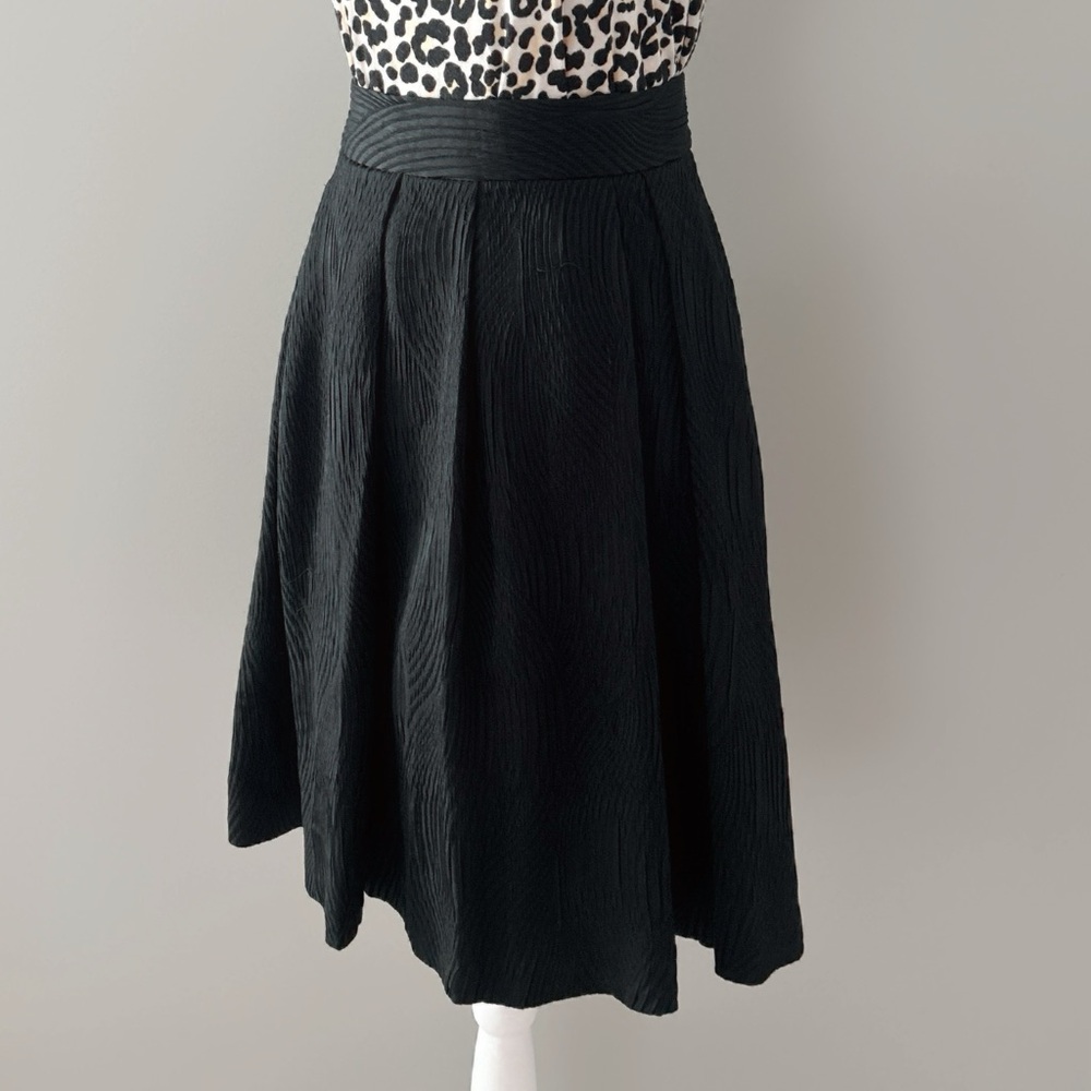 H&M Black Textured A-Line Midi Skirt Size 10